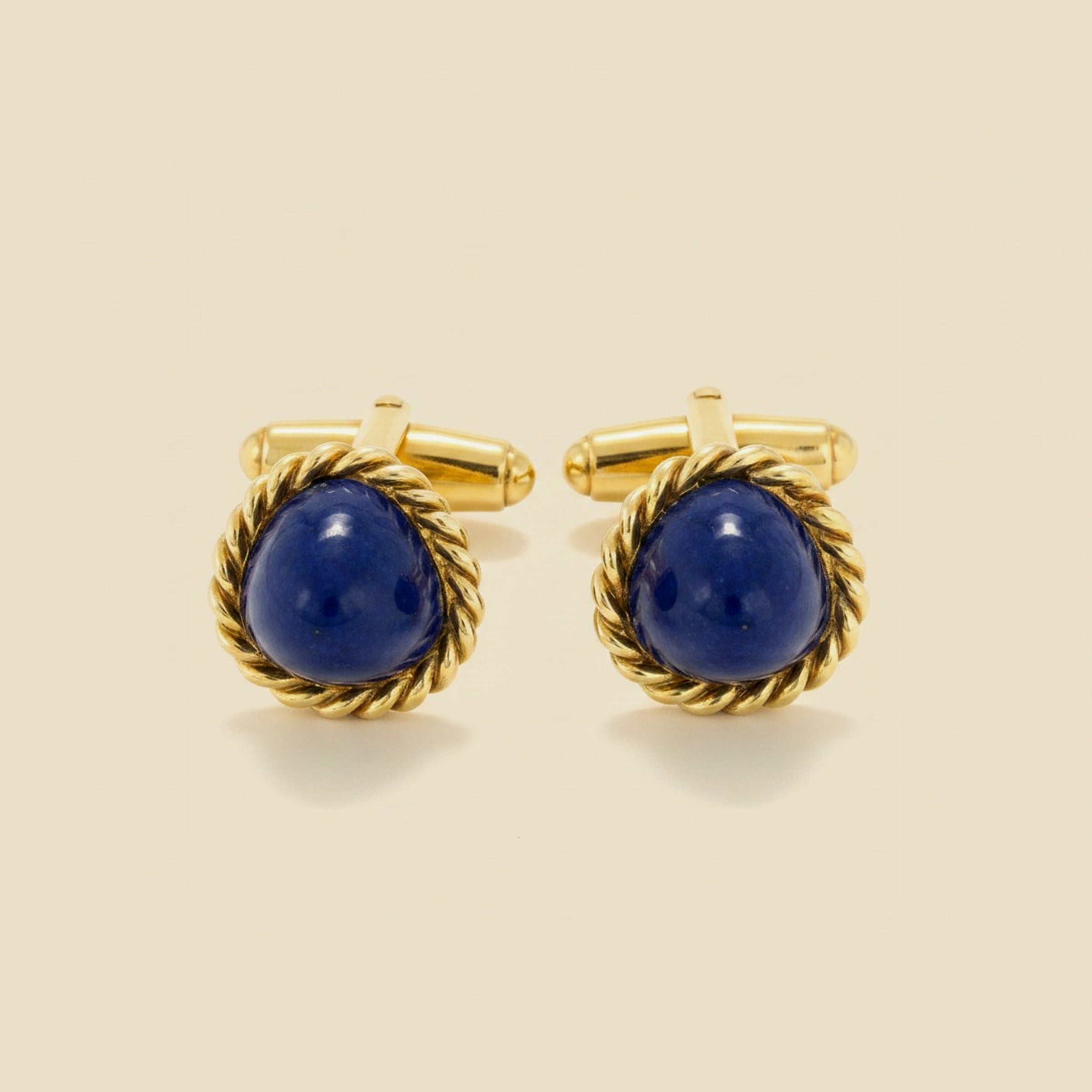 2 Tone 18K Lapis Lazulli Cufflinks – Empire Diamond