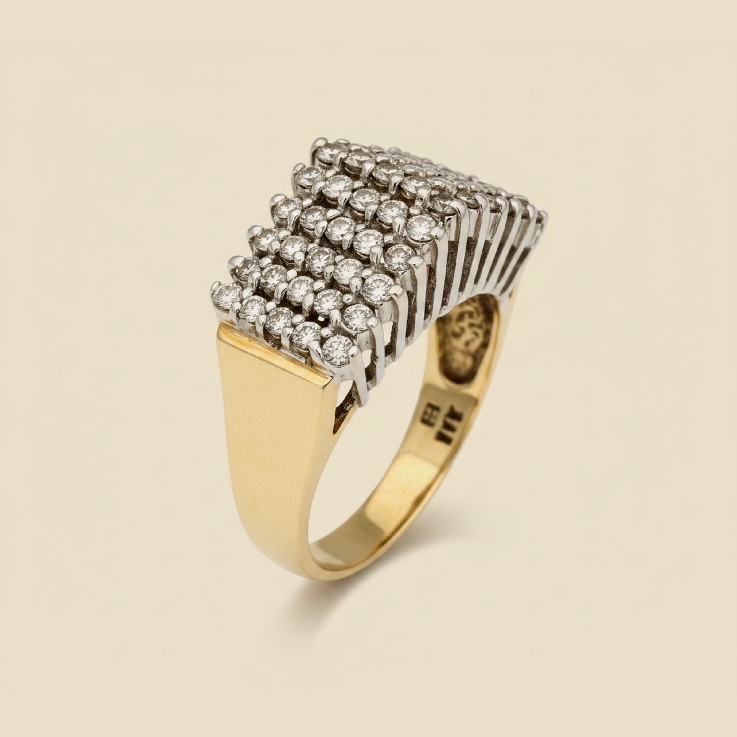2 Tone Diamond Pyramid Ring – Empire Diamond