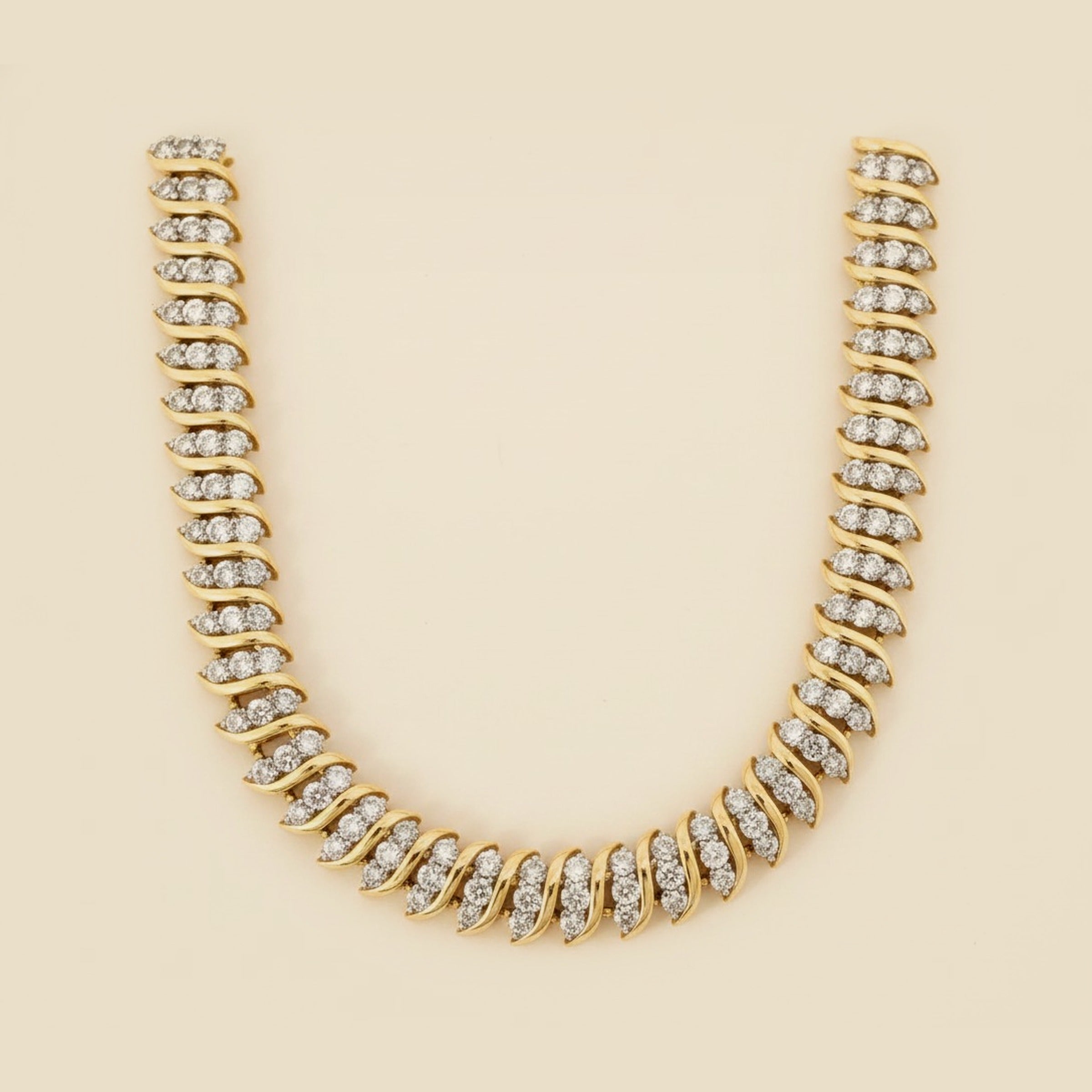 2 Tone Diamond "S" Bar Riviera Necklace – Empire Diamond