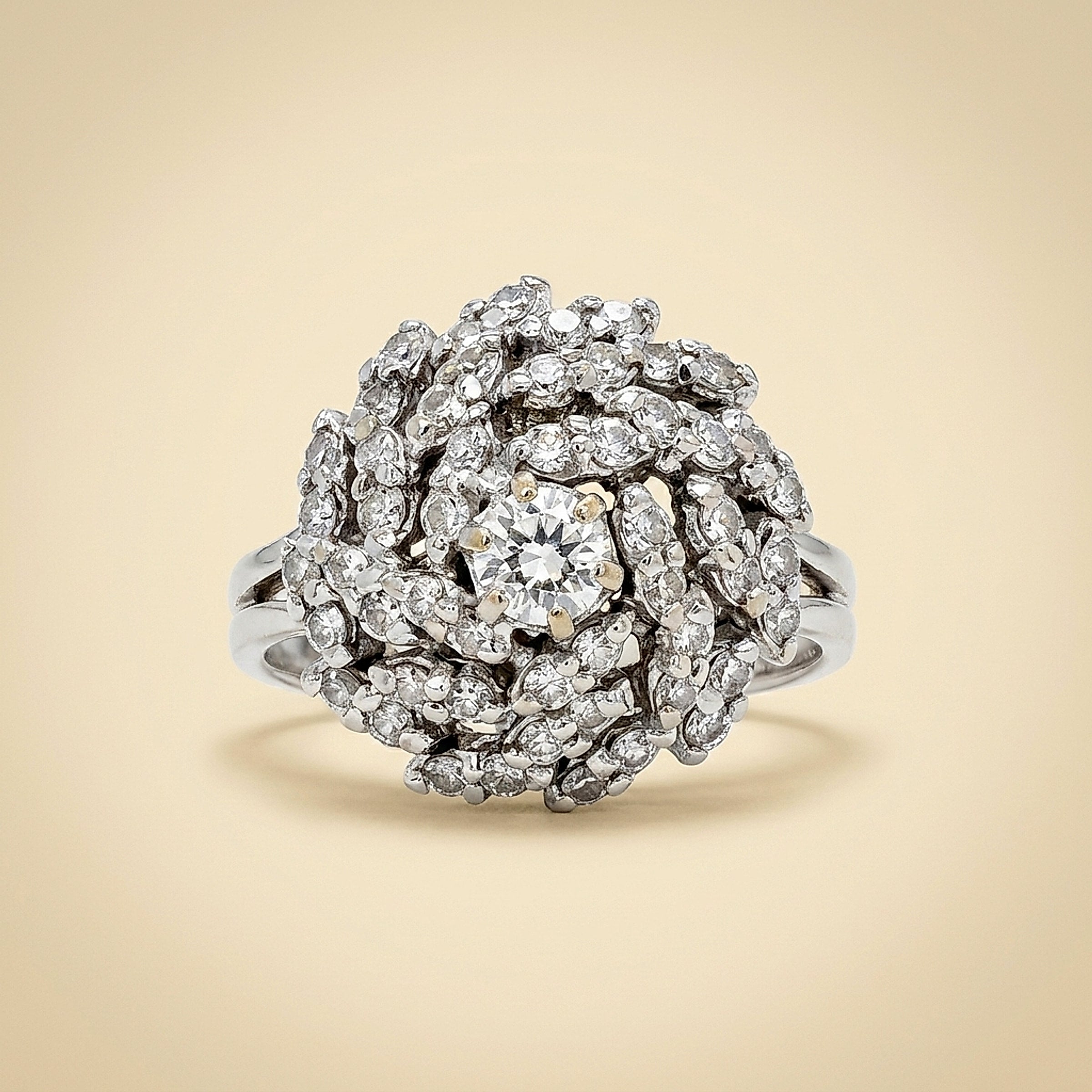 White Gold Diamond Pinwheel Ring