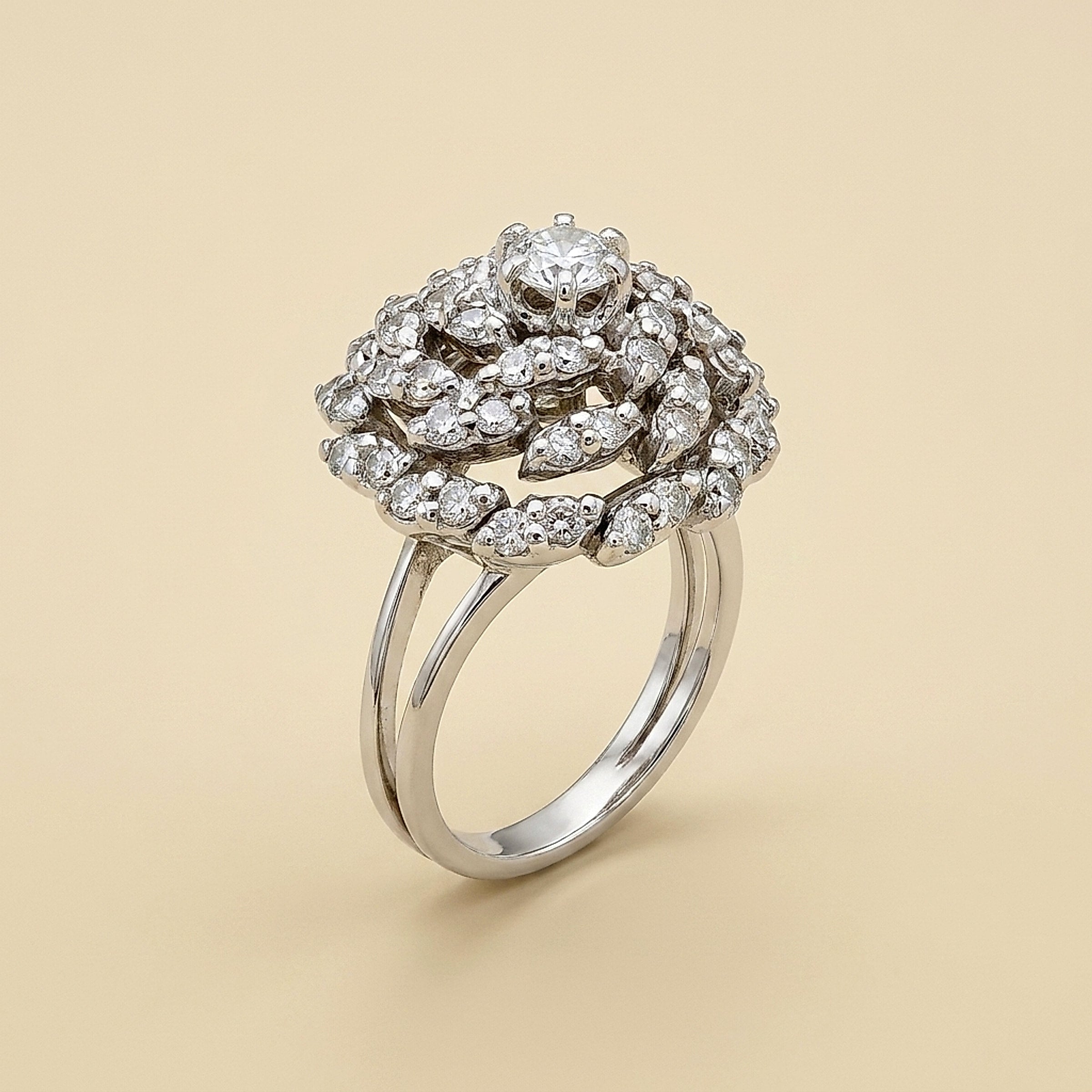 White Gold Diamond Pinwheel Ring