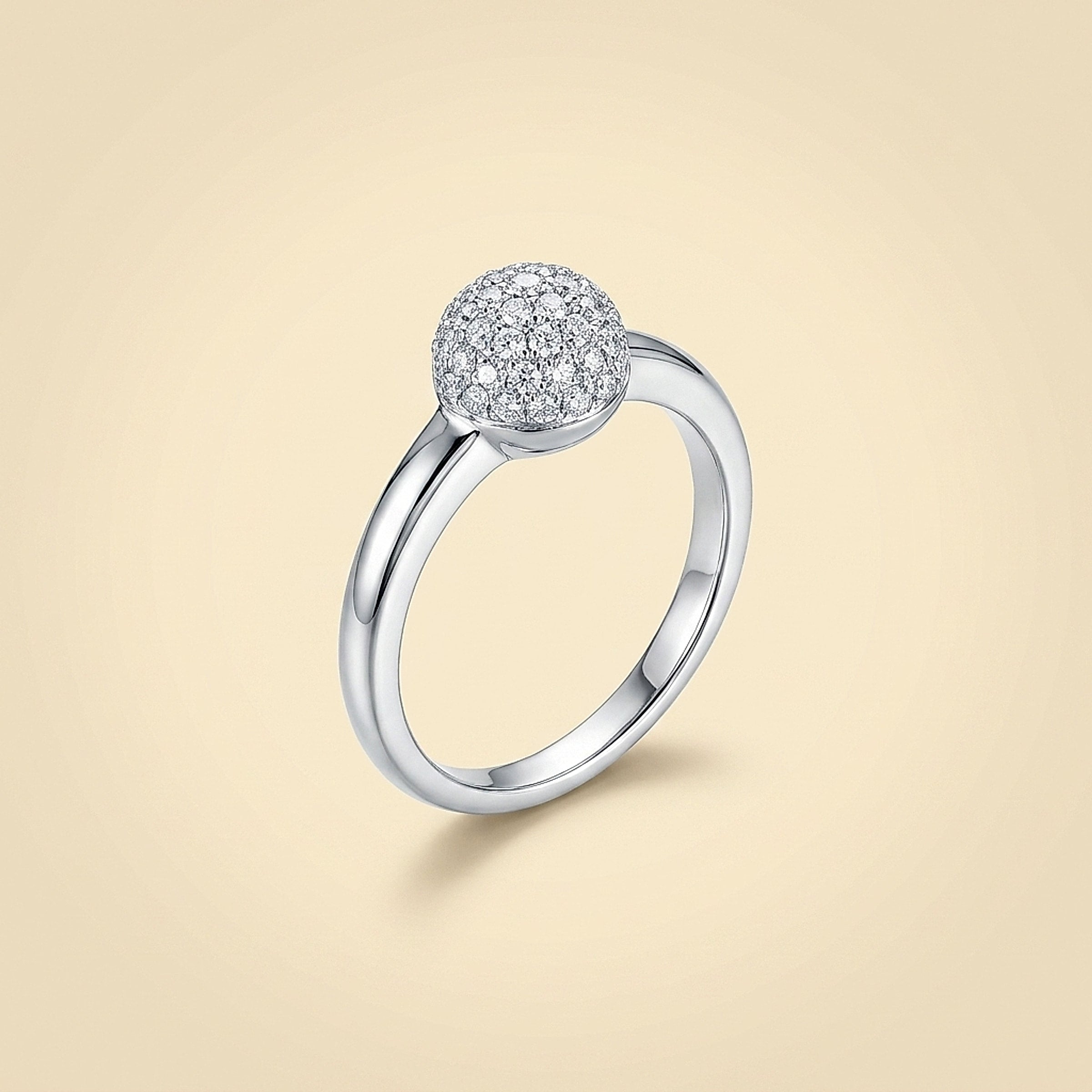 White Gold Pave Diamond Ball Ring