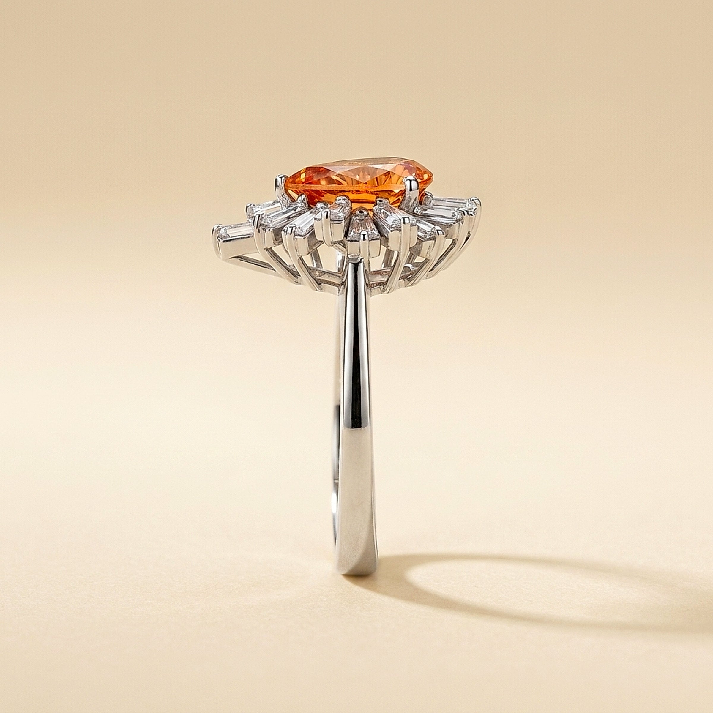 Natural Topaz & Diamond Ballerina Ring set in White Gold
