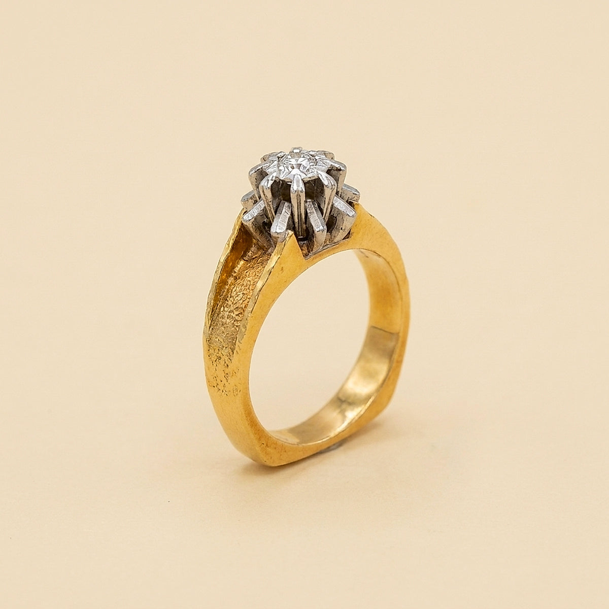 2 Tone Diamond Solitaire Engagement Ring