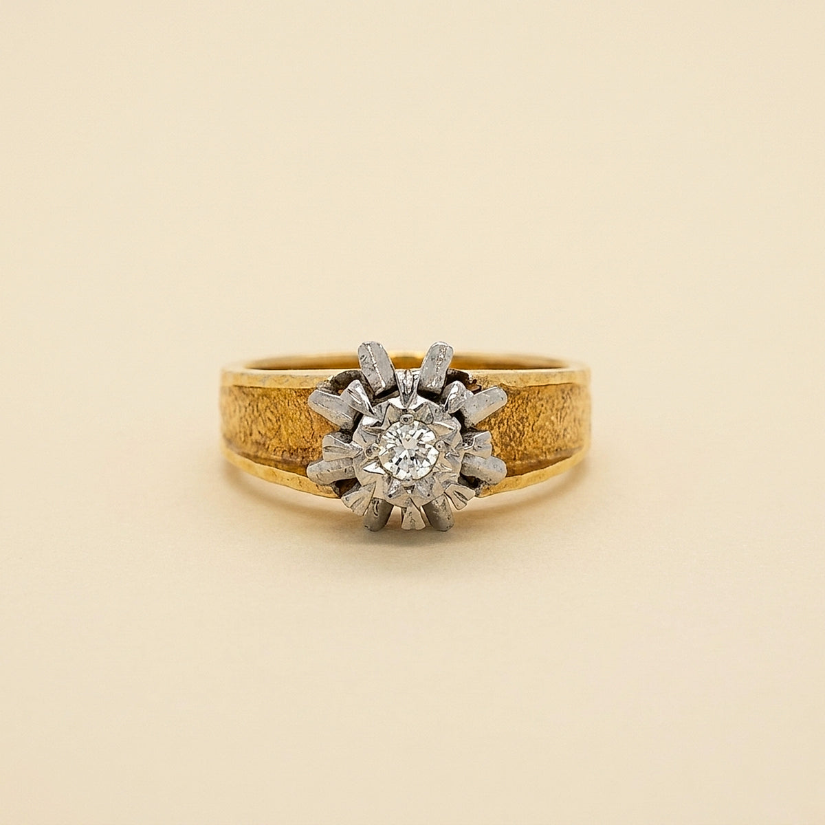 2 Tone Diamond Solitaire Engagement Ring