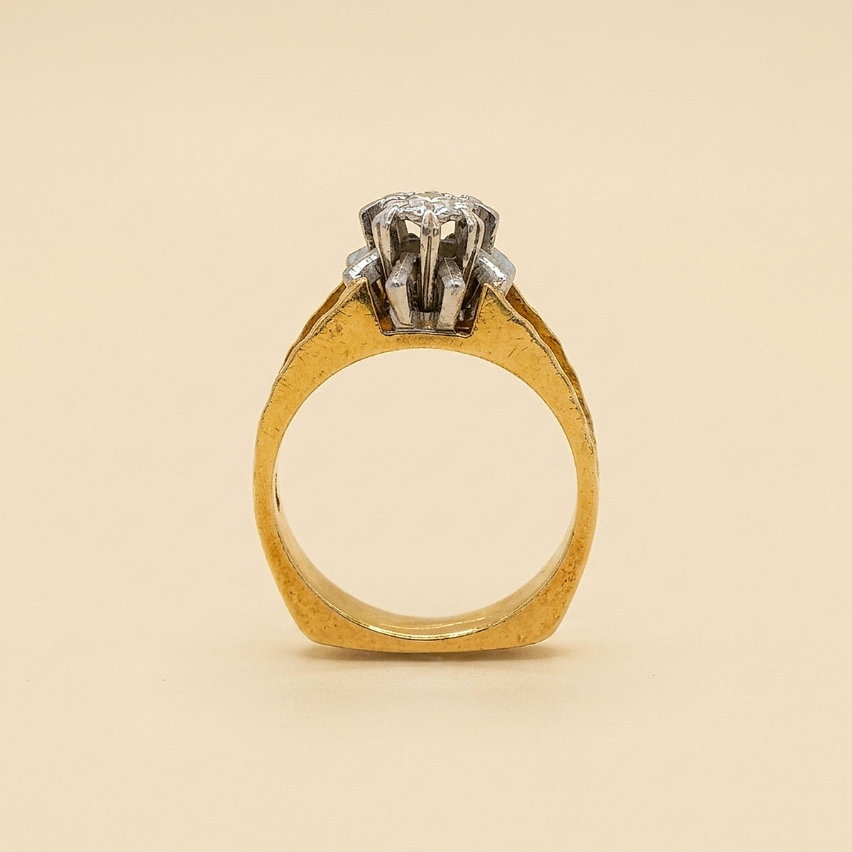 2 Tone Diamond Solitaire Engagement Ring
