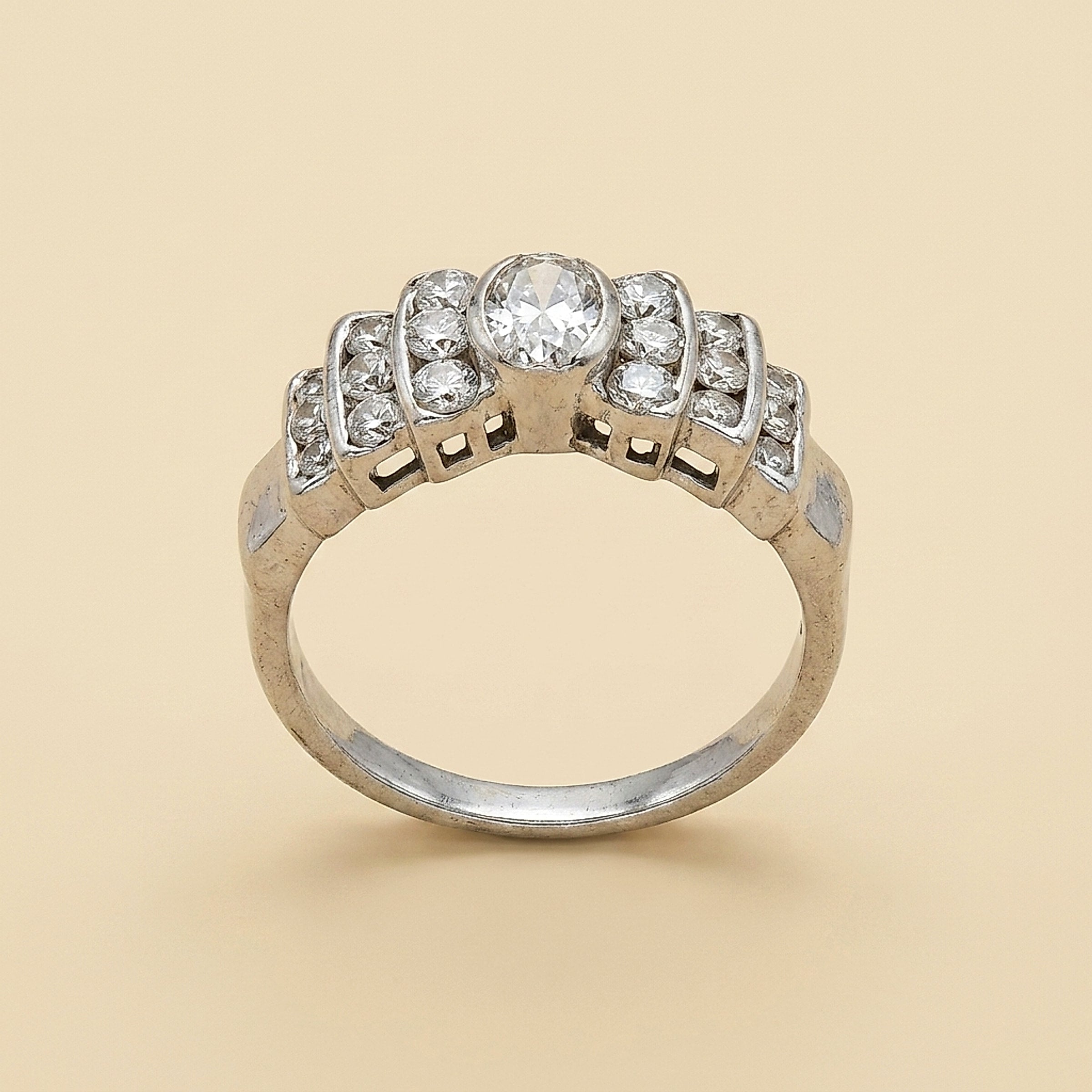 White Gold Diamond Pyramid Ring