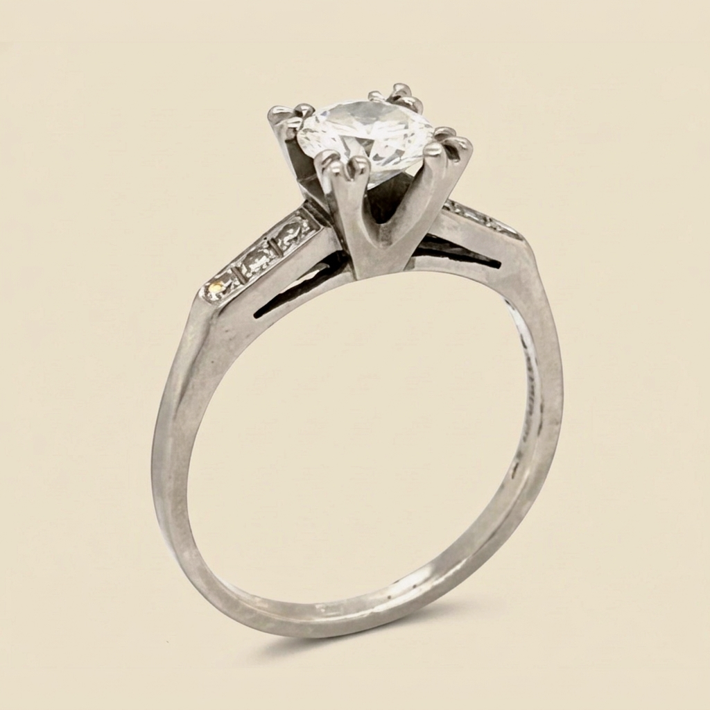 Art Deco Platinum Diamond Engagement Ring - alternate view