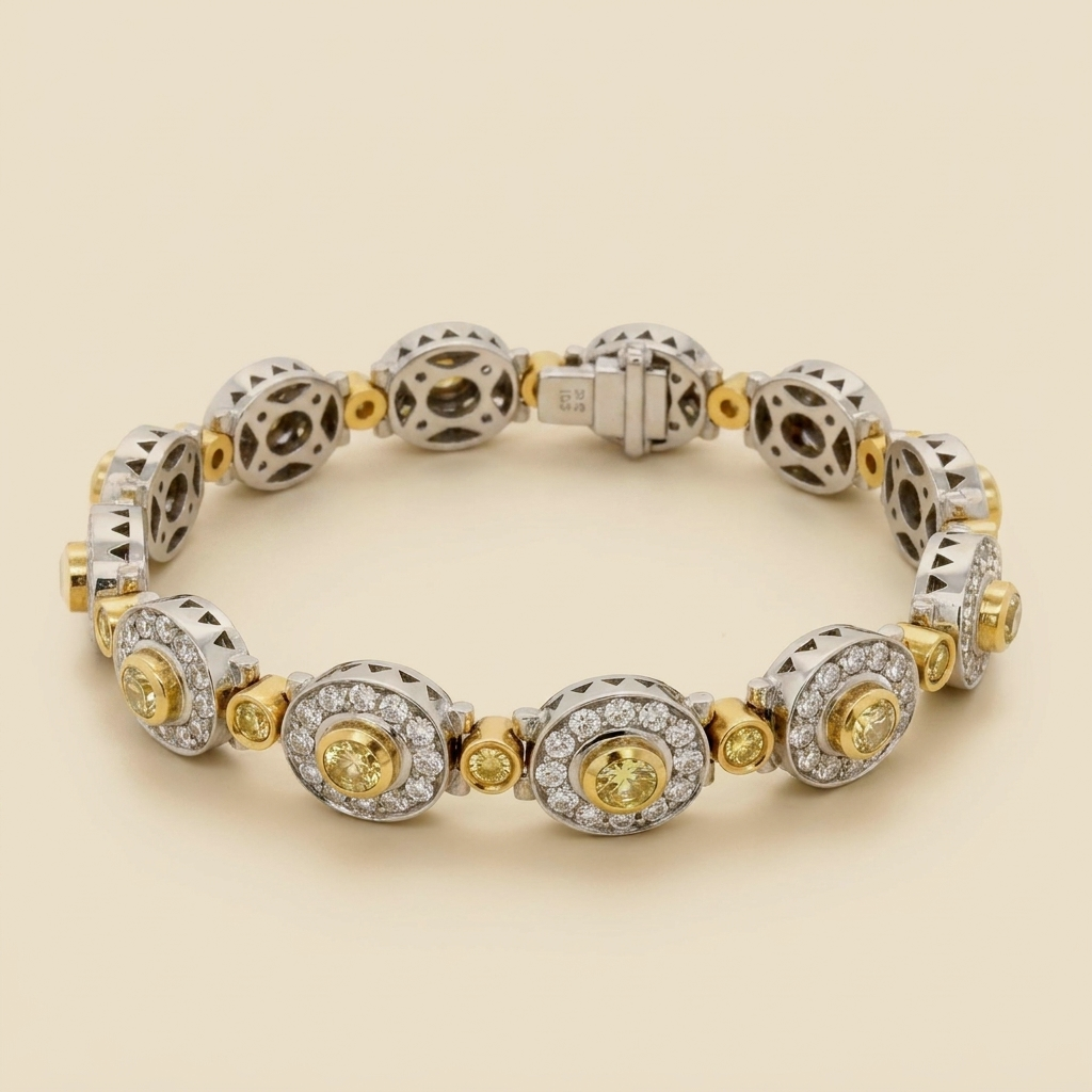 Yellow Diamonds - Oval Link Diamond Bracelet - alternate view