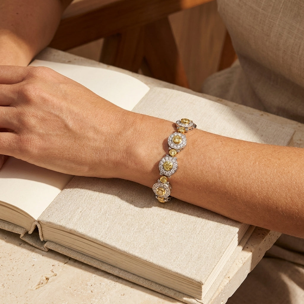 Yellow Diamonds - Oval Link Diamond Bracelet - editorial