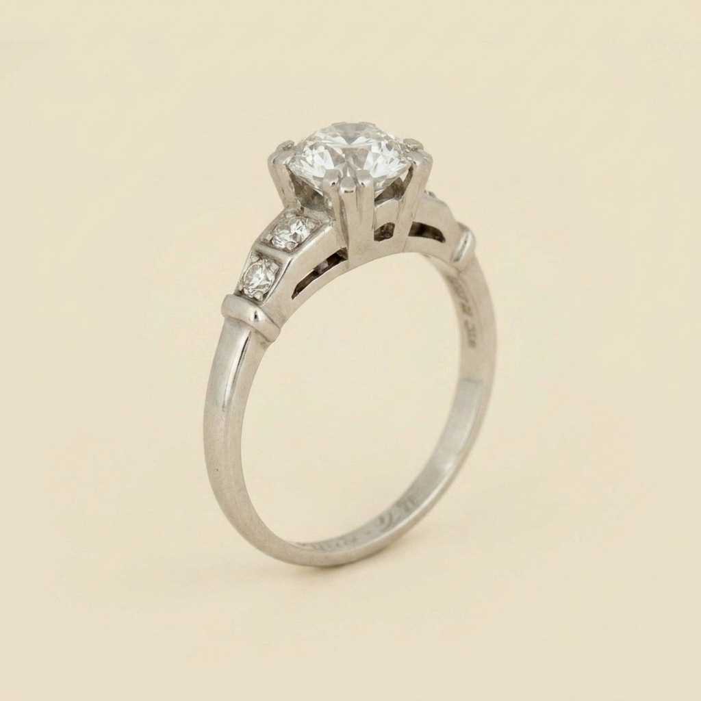 Art Deco Platinum Diamond Ring - alternate view