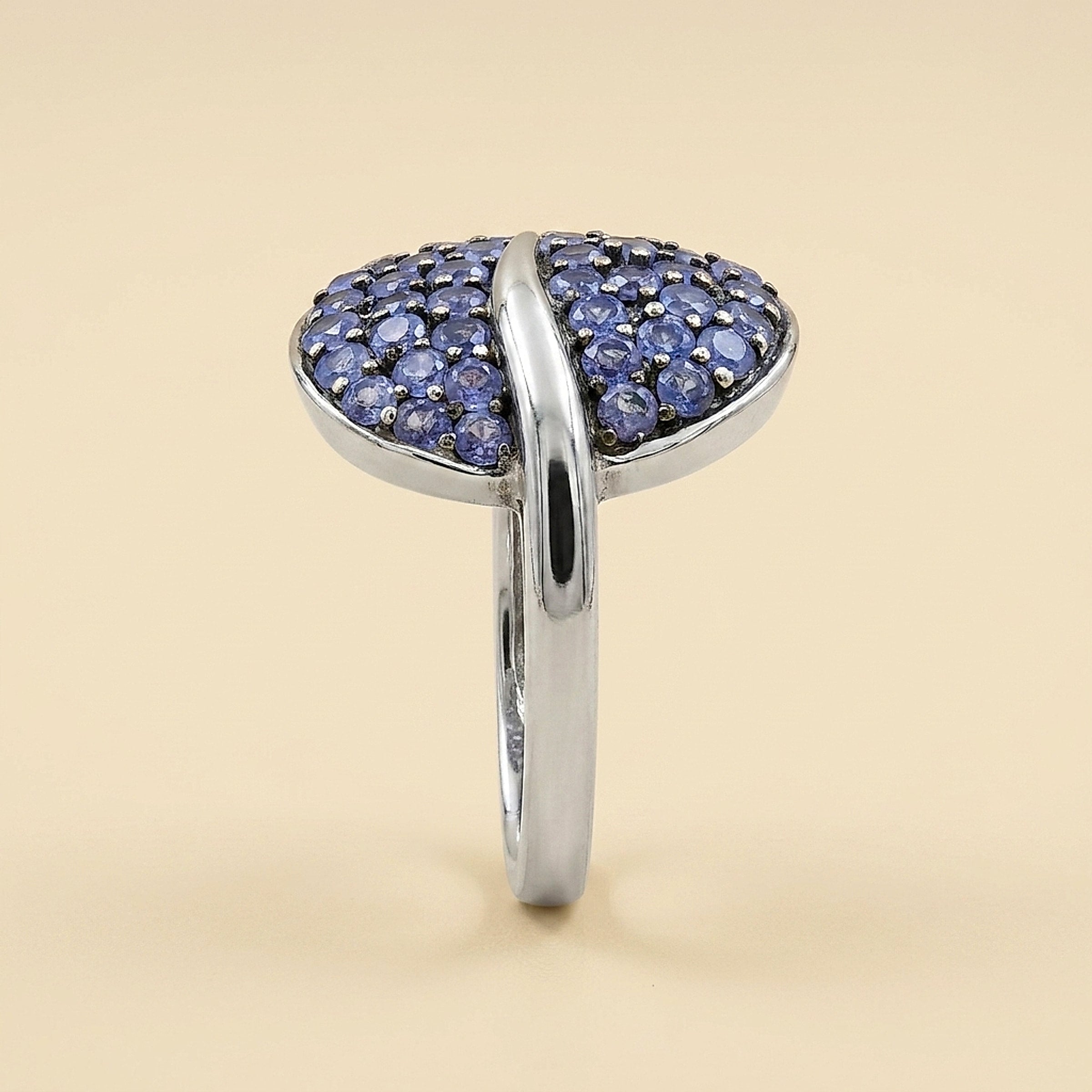 White Gold Iolite Leaf Ring