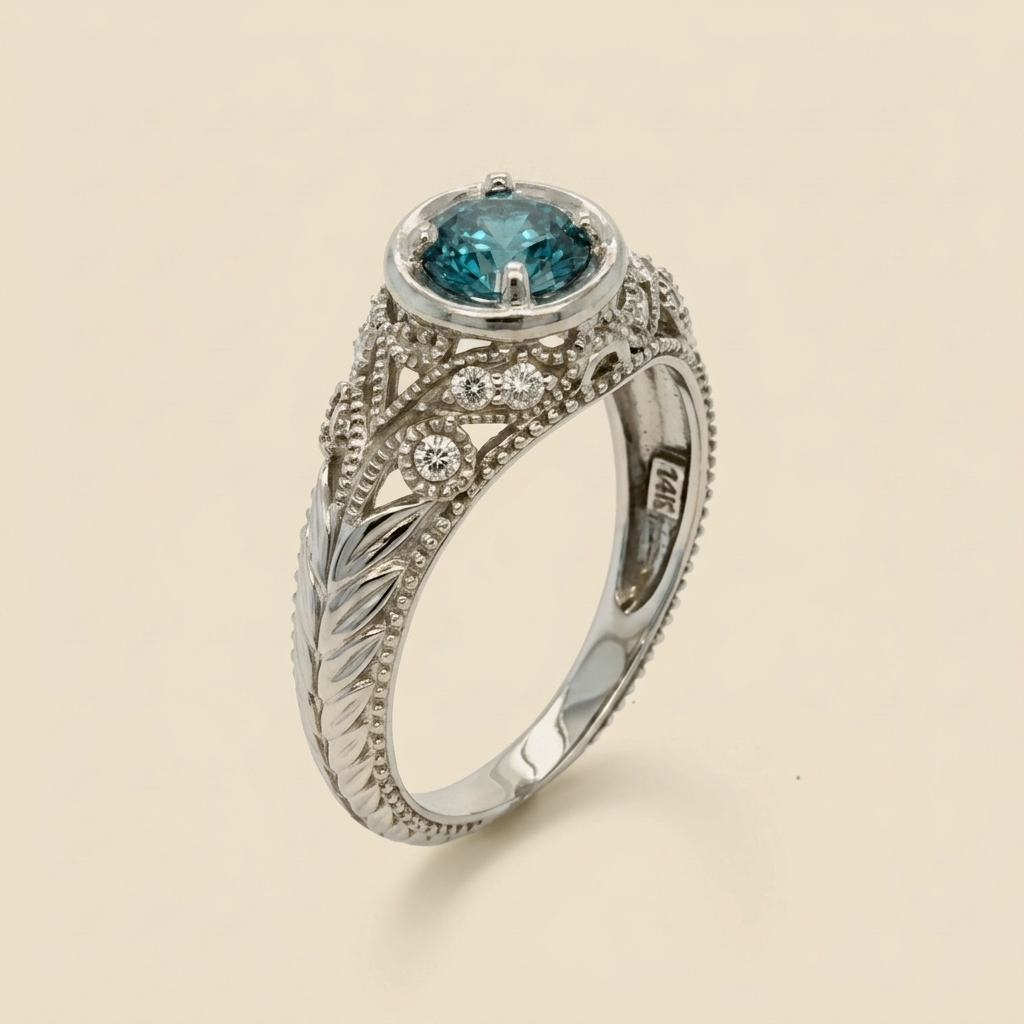 Blue Diamond Pave Ring - alternate view