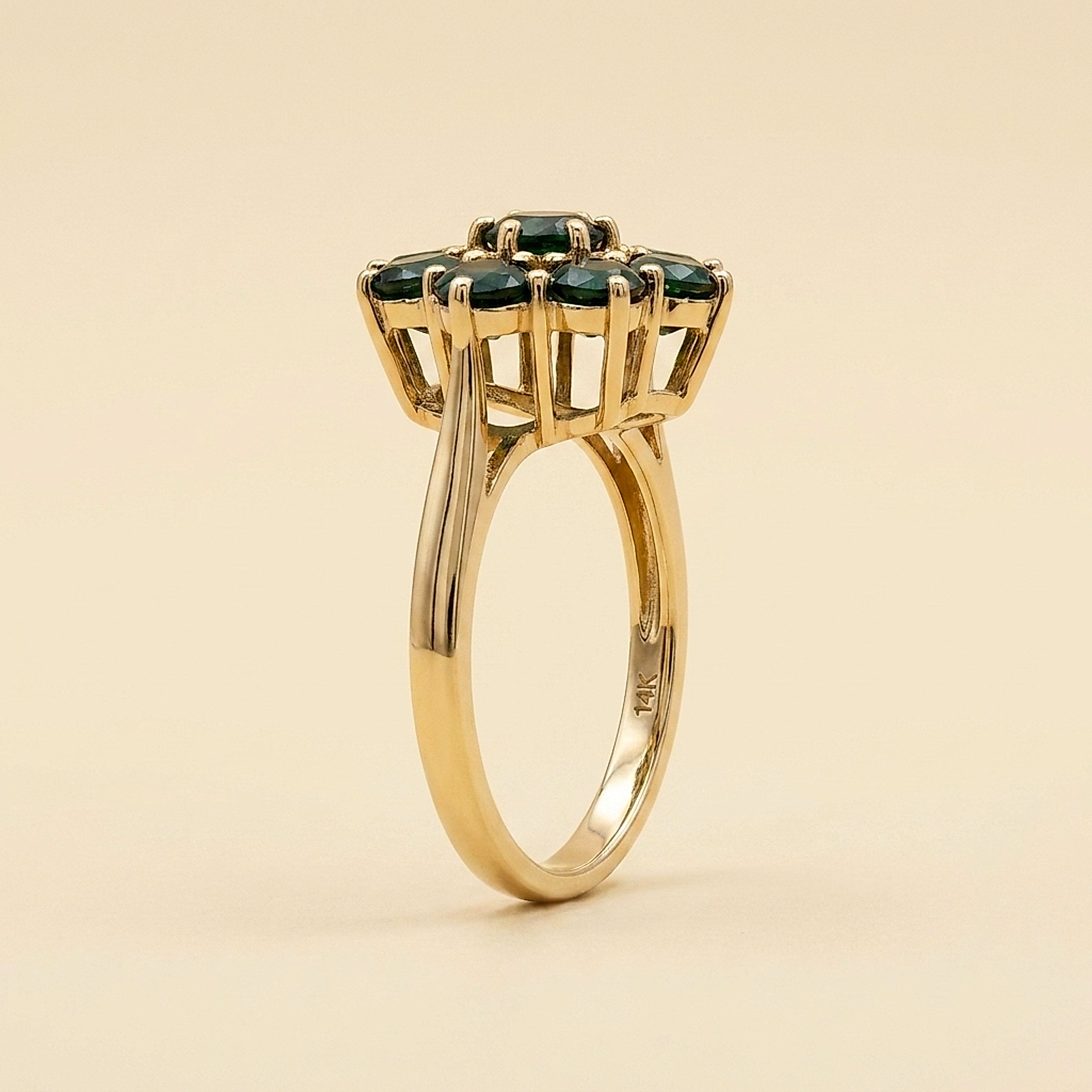 Retro Slotted Design Sapphire Dinner Ring
