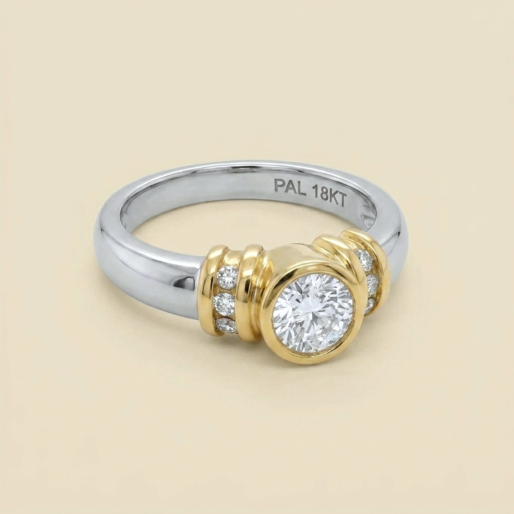Platinum & 18k Yellow Gold Diamond Engagement Rings - alternate view
