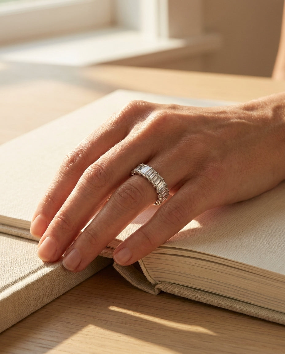 Platinum Diamond Eternity Band - editorial