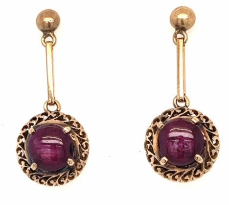 14k YG Cabochon Ruby Hanging Earrings – Empire Diamond