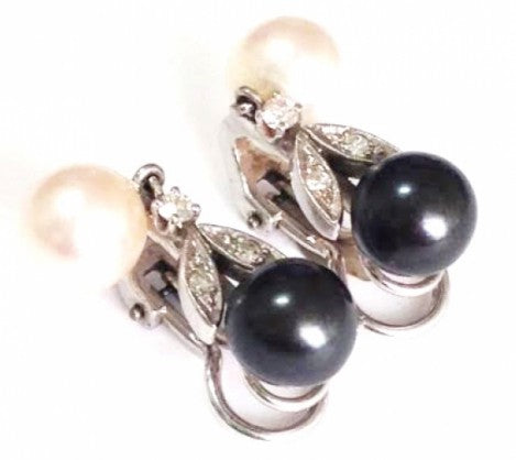 Black & White Pearl Earrings – Empire Diamond – view 2