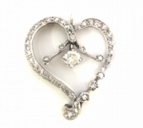 White Gold Open-Heart Round Diamond Pendant – Empire Diamond