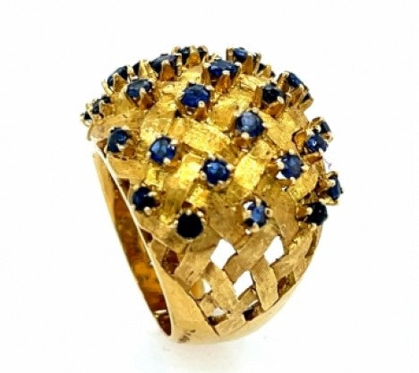 Tiffany 18K Basketweave & Sapphire Ring – Empire Diamond – view 3