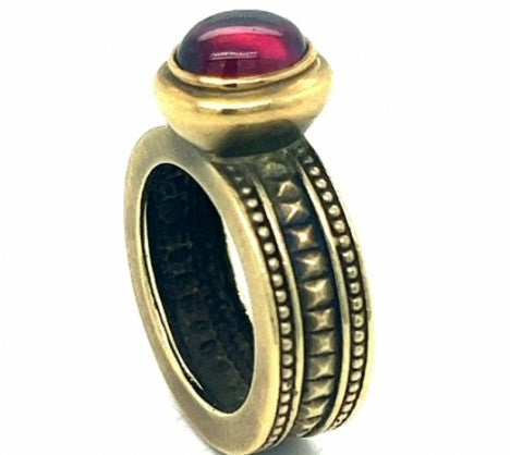 Yellow Gold Byzantine Ring with a Garnet – Empire Diamond