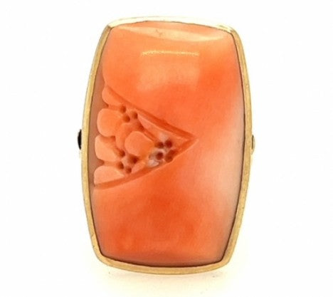 14k YG Angelskin Coral Ring – Empire Diamond – view 2