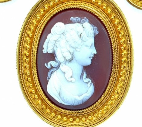 YG 18k Victorian Stone Cameo Set – Empire Diamond – view 3