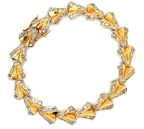 Yellow Gold Diamond Chevron Link Bracelet – Empire Diamond – view 3