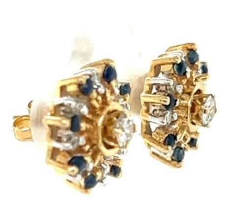 14K Yellow Gold Sapphire & Diamond Stud Earring Jackets – Empire Diamond – view 3