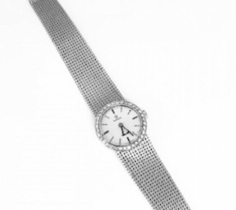 White Gold Omega Lady's Wrist Watch with Diamond Bezel – Empire Diamond – view 2
