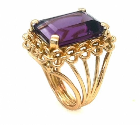 1960's Decorative Yellow Gold Amethyst Ring – Empire Diamond