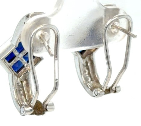 White Gold Diamond and Sapphire Earrings – Empire Diamond – view 4