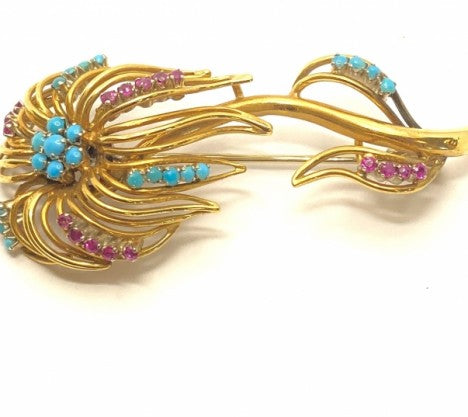 Yellow Gold Open Work Flower Pin/Brooch – Empire Diamond – view 3