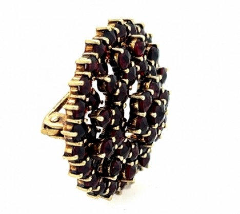 Victorian Yellow Gold Garnet Cluster Circle Pin – Empire Diamond – view 2