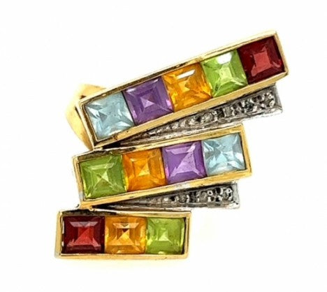 Yellow Gold Channel Set Garnet, Peridot, Citrine, Amethyst and – Empire Diamond – view 3