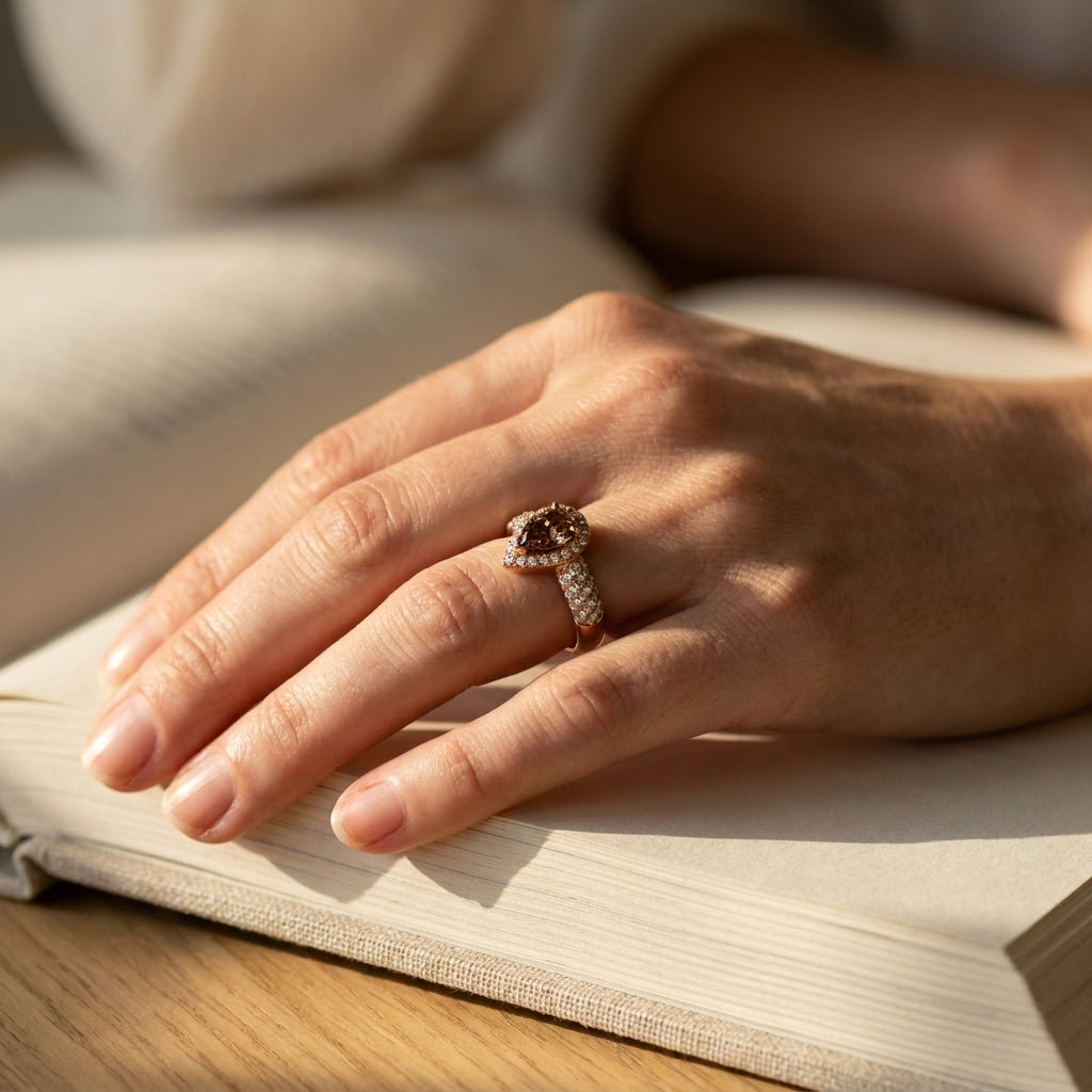 Rose Gold Chocolate Diamond Engagement Ring - editorial