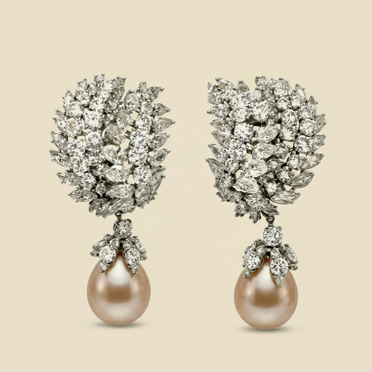Platinum South Sea Pearl & Diamond Drop Earrings