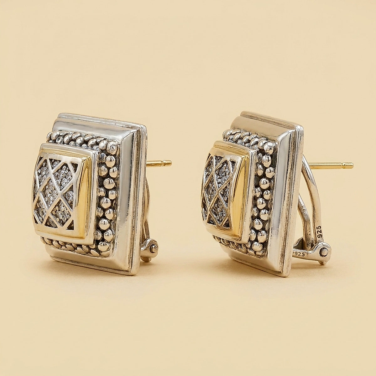 Michael Dawkins Sterling Silver & Gold Pyramid Earrings