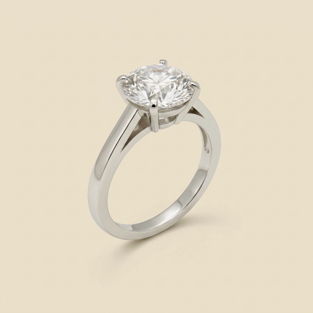Platinum DeBeers Solitaire Diamond Engagement Ring - alternate view