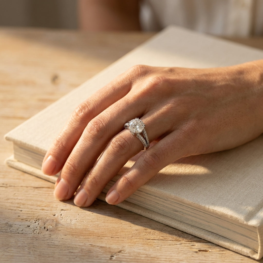 Platinum Diamond Engagement Ring 3.02 E/SI1 - editorial