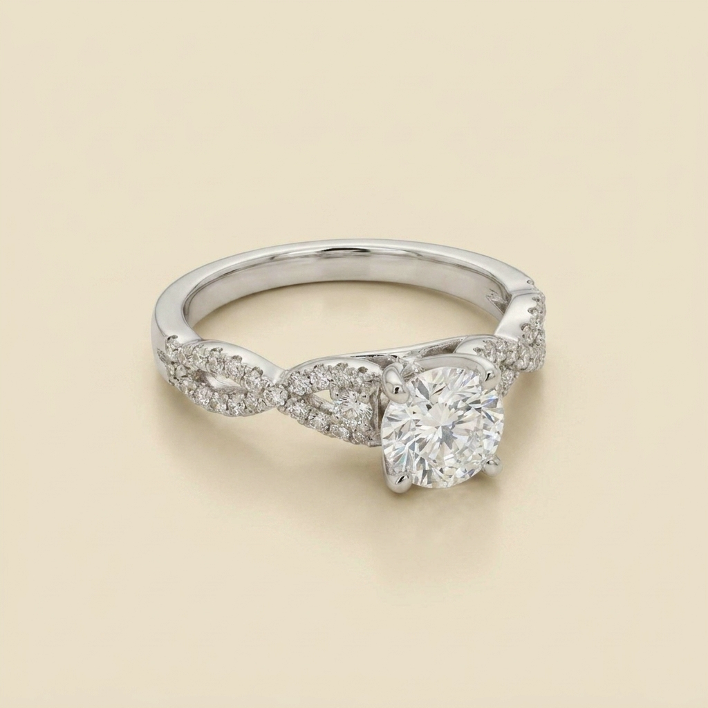 White Gold Diamond Engagement Ring - alternate view