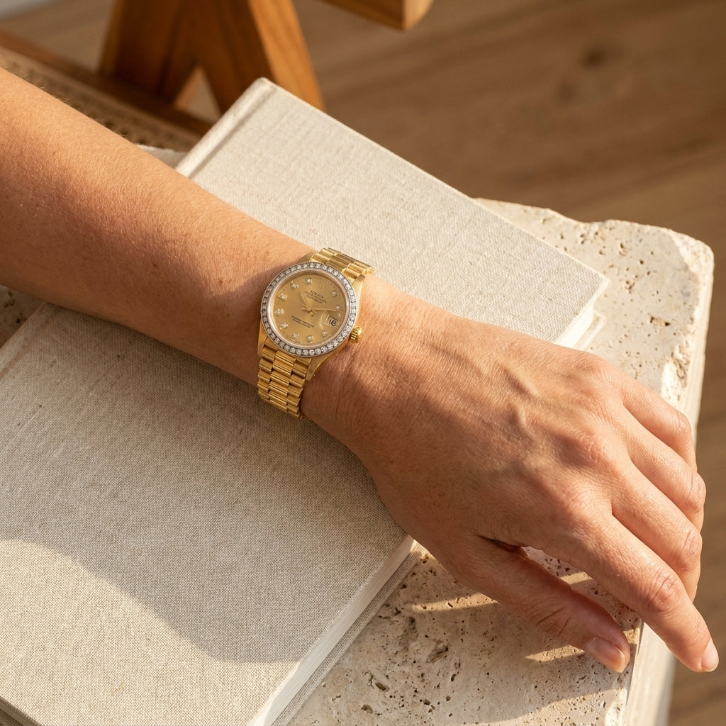 Rolex Lady-Datejust President in Yellow Gold - editorial