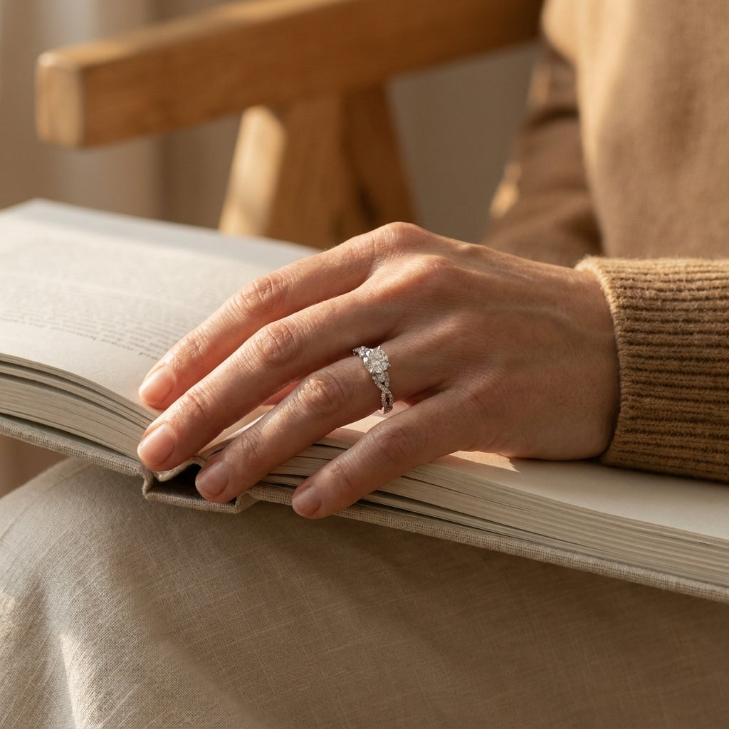 White Gold Diamond Engagement Ring - editorial