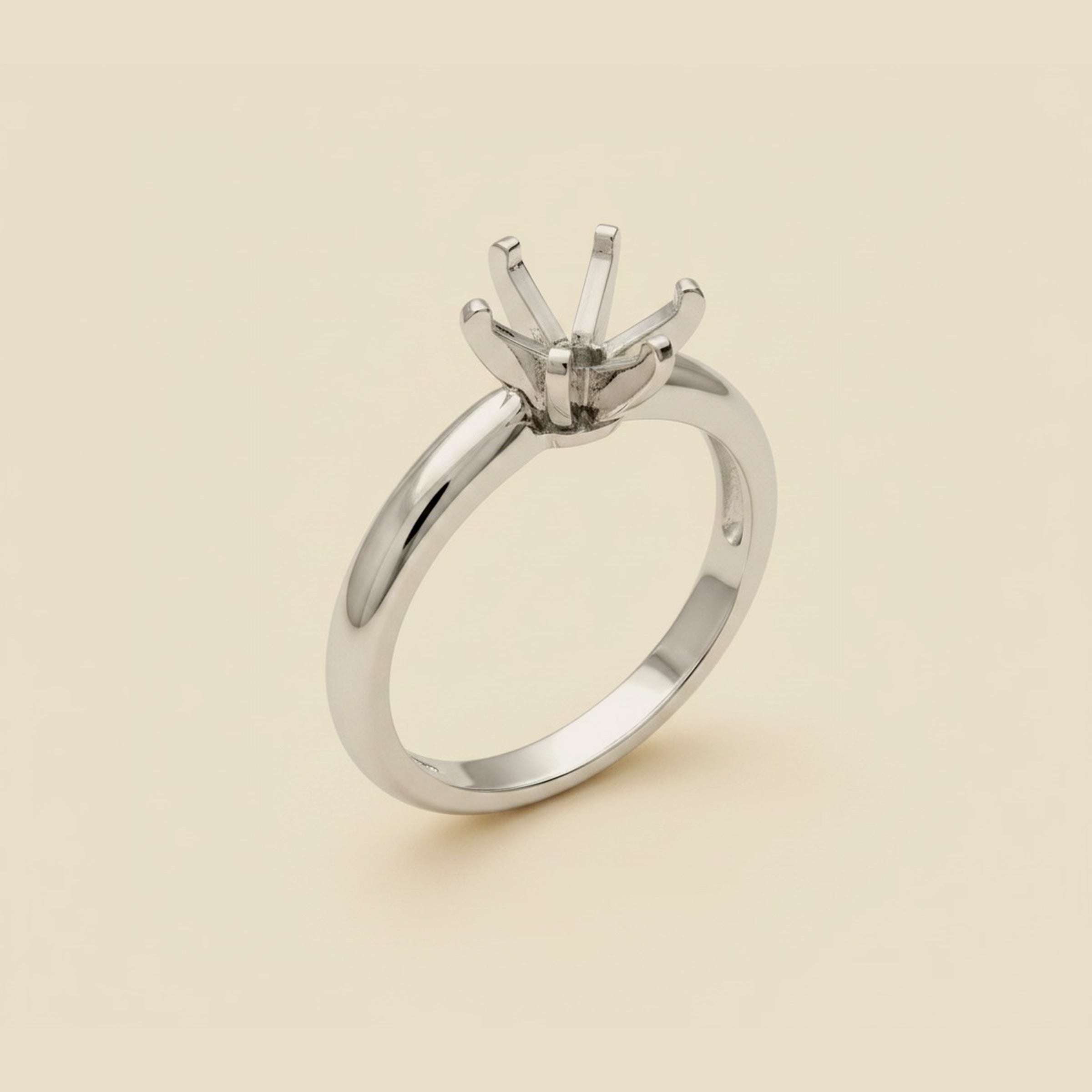 Platinum Solitaire Engagement Ring - 6 Prongs regular Basket Style