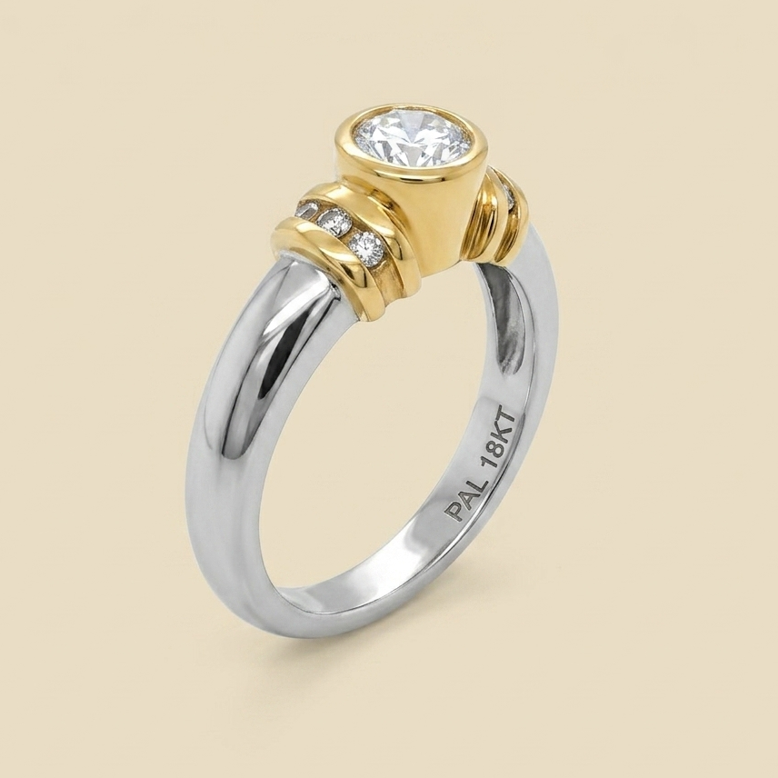 Platinum & 18k Yellow Gold Diamond Engagement Rings