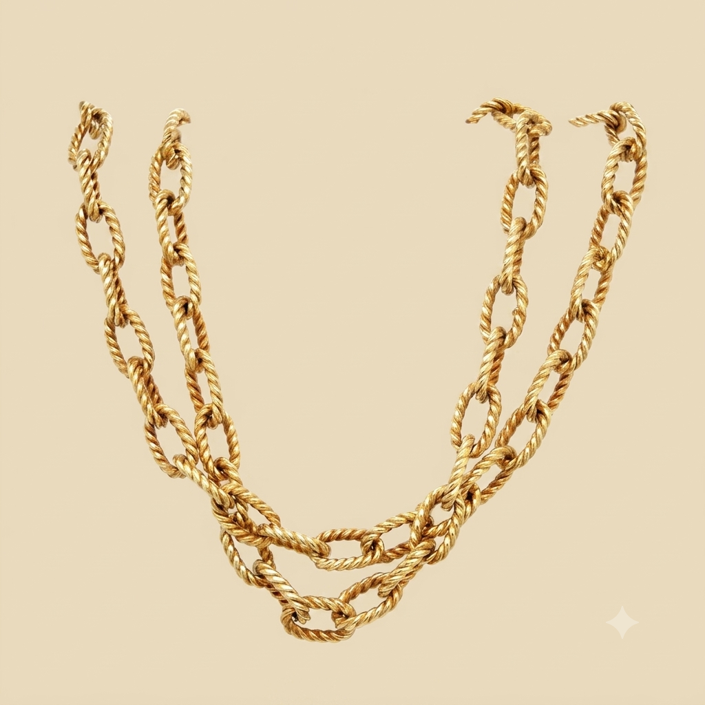 Cartier 18k Yellow Gold Oval Braided Link Necklace