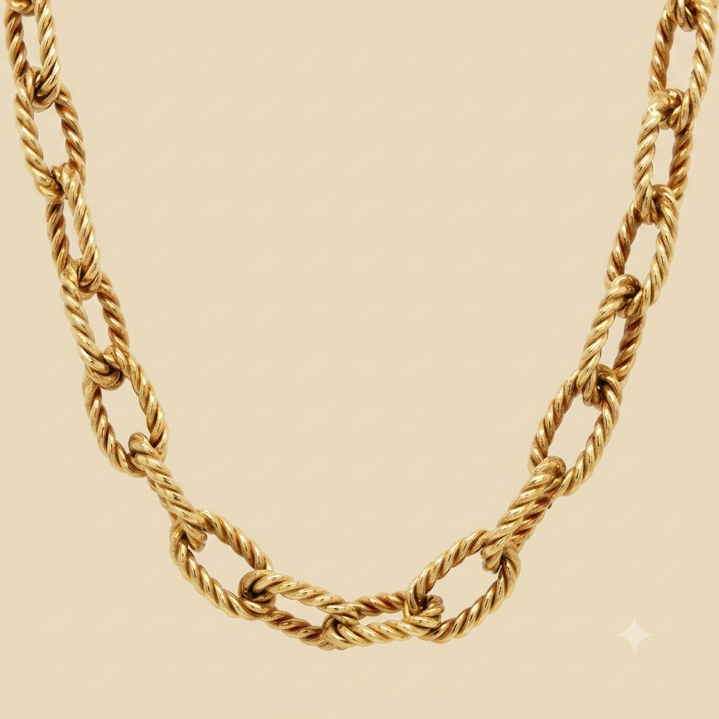 Cartier 18k Yellow Gold Oval Braided Link Necklace