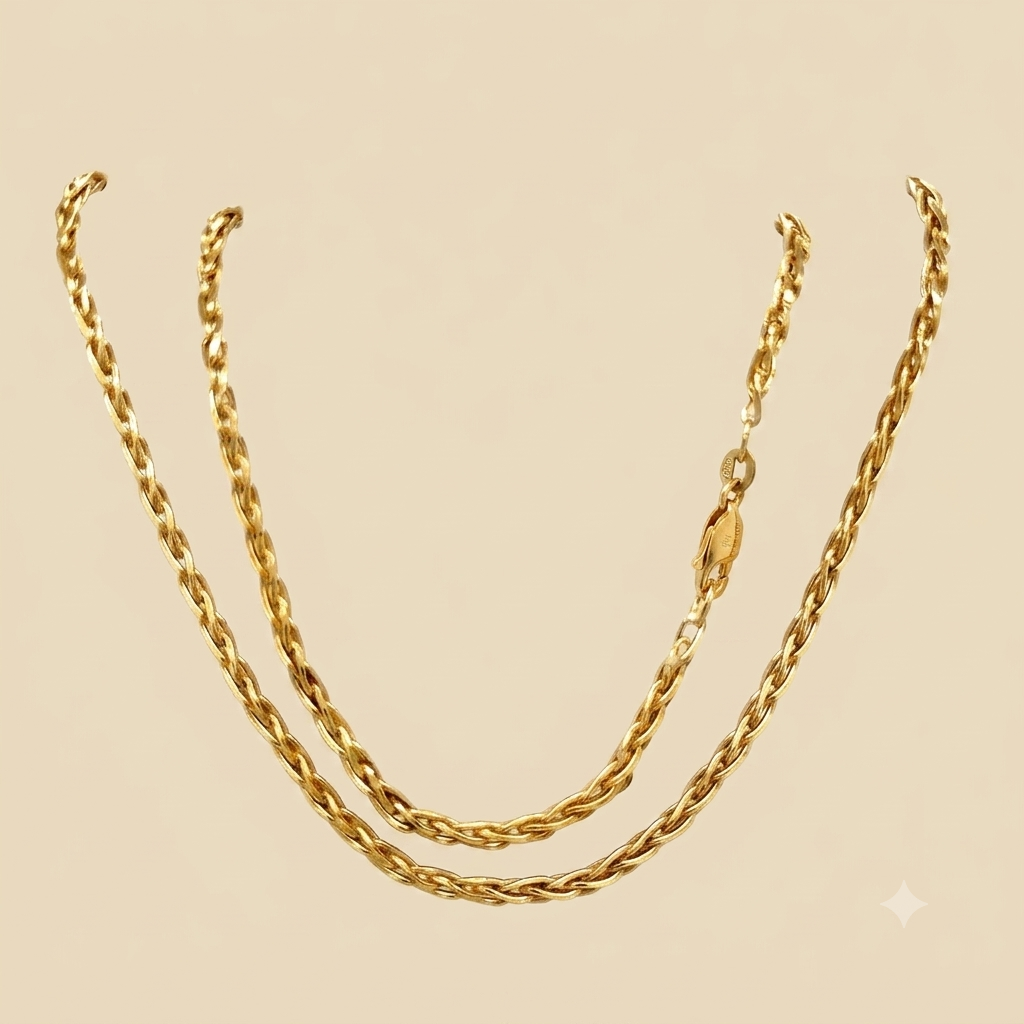 18k Yellow Gold Braided Necklace