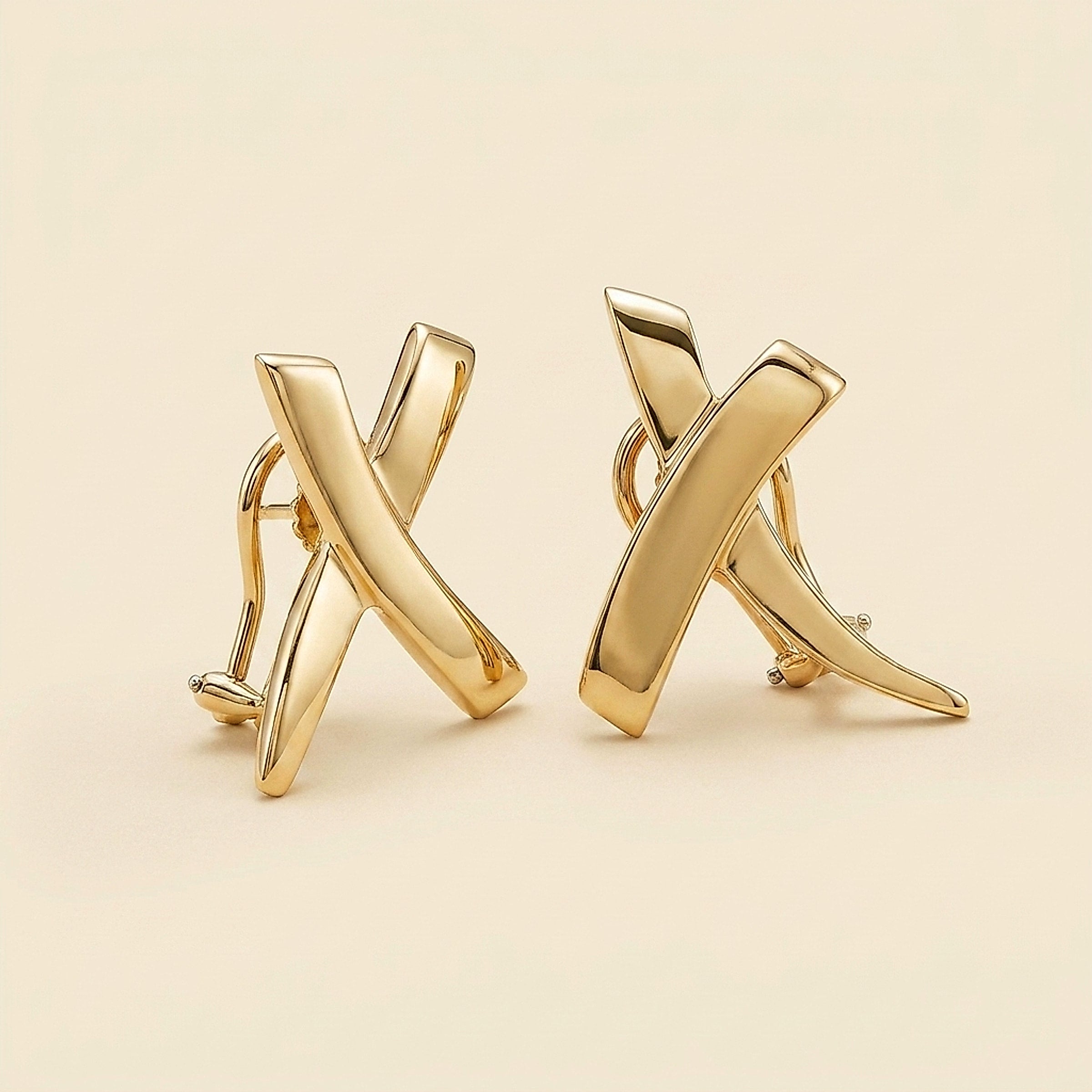 1989 Paloma Picasso Tiffany & Co. 18K "X" Earrings
