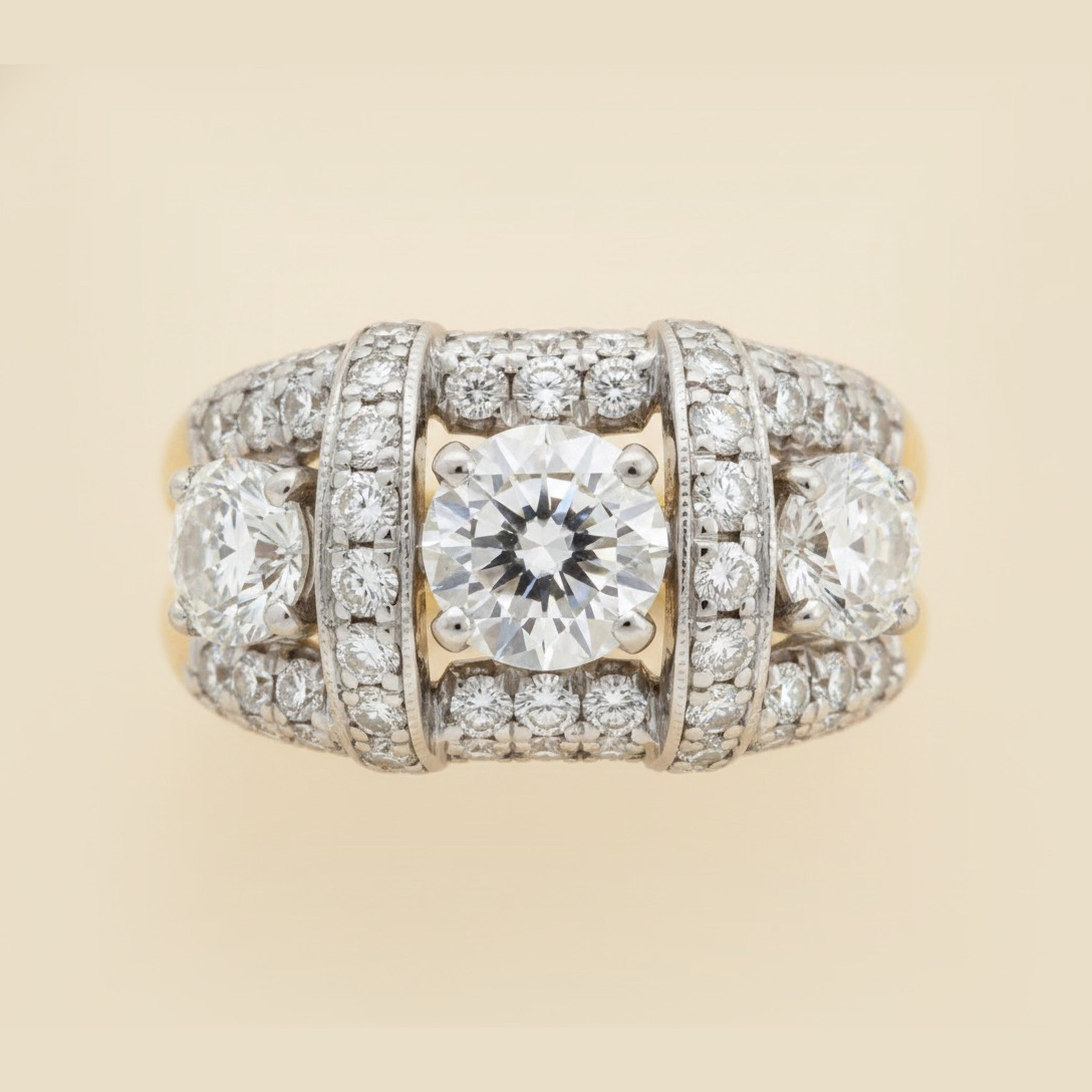 White Gold Diamond Three Stone Cocktail Ring